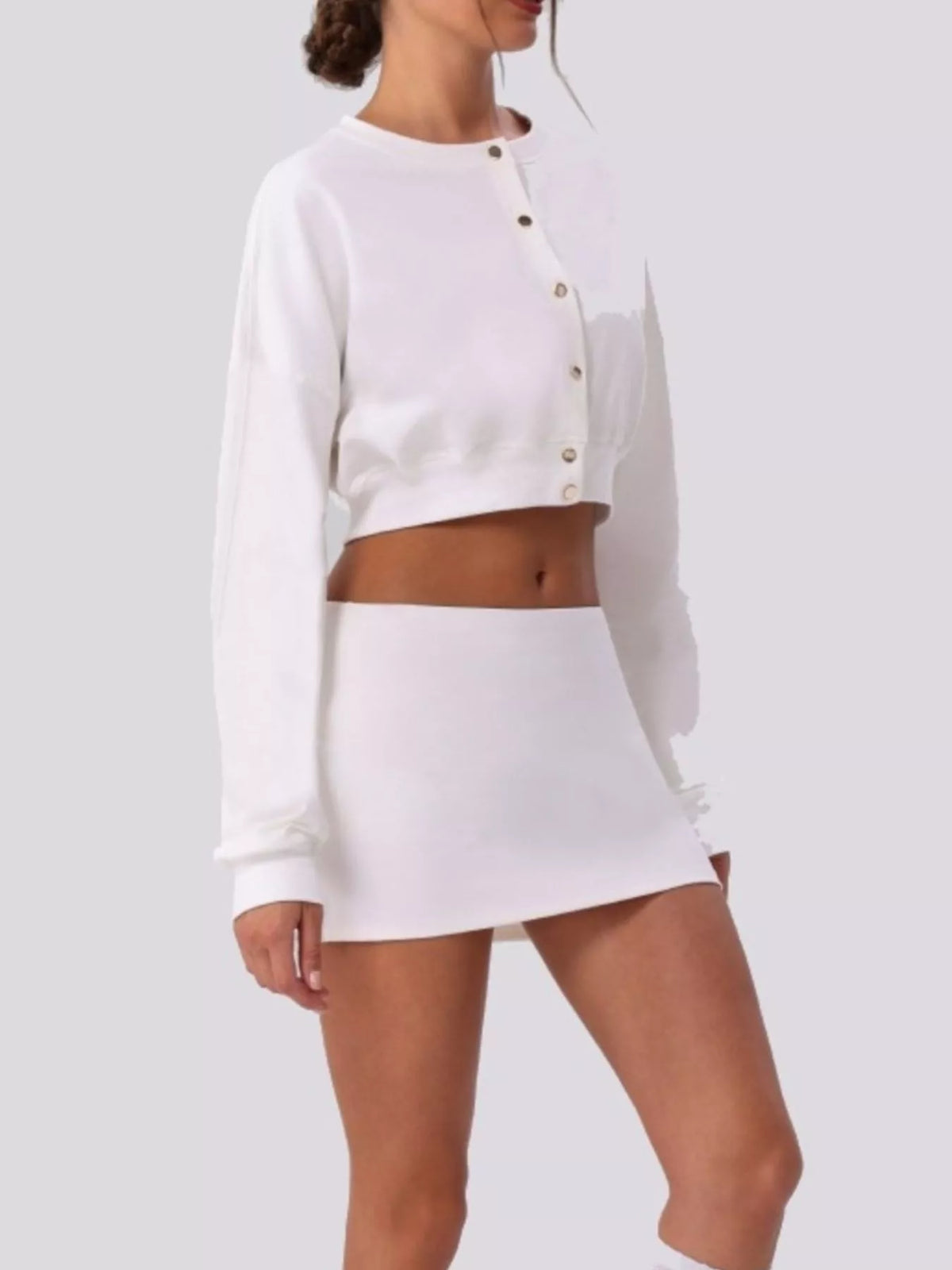 Cropped Button-Down Active Cardigan - Lilixa.store