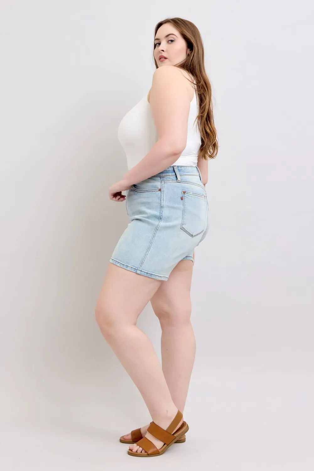 Judy Blue Full Size 2 Button Denim Shorts with Pockets Plus Size - Lilixa.store