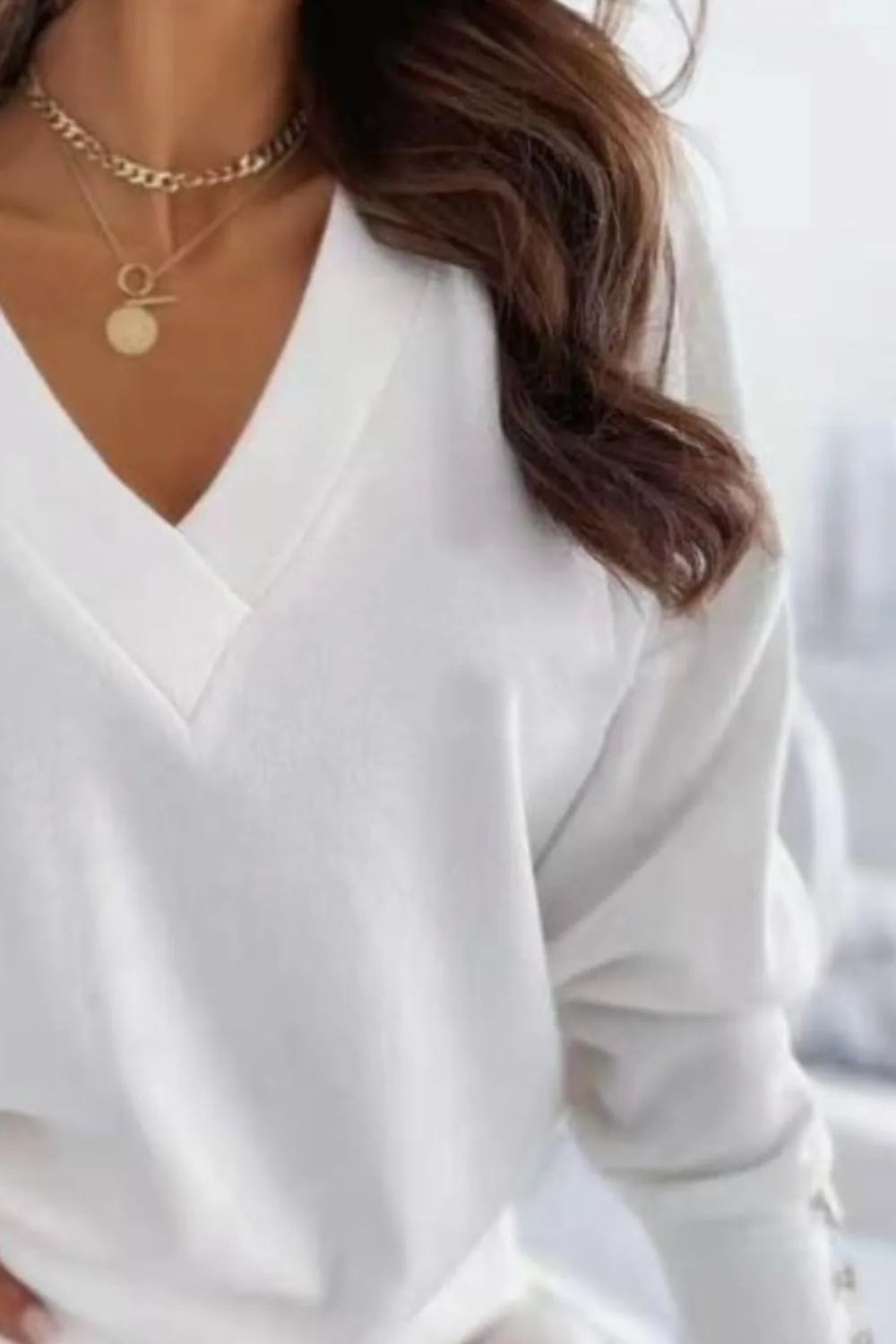 V-Neck Long Sleeve Sweatshirt - Lilixa.store
