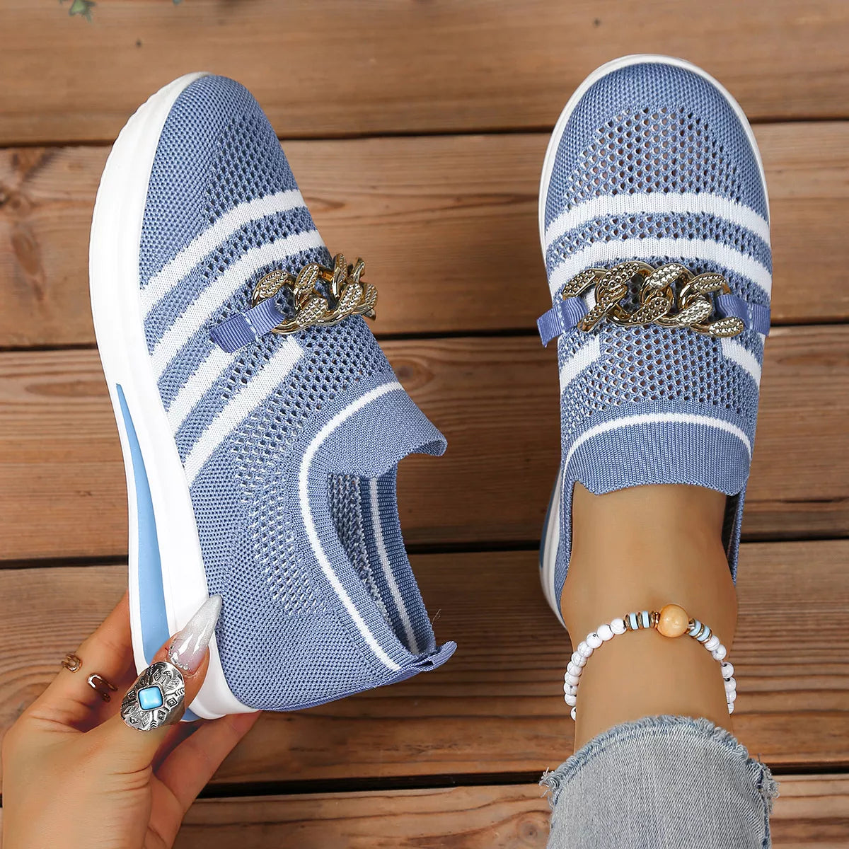Round Toe Mesh Slip-Ons, view 10