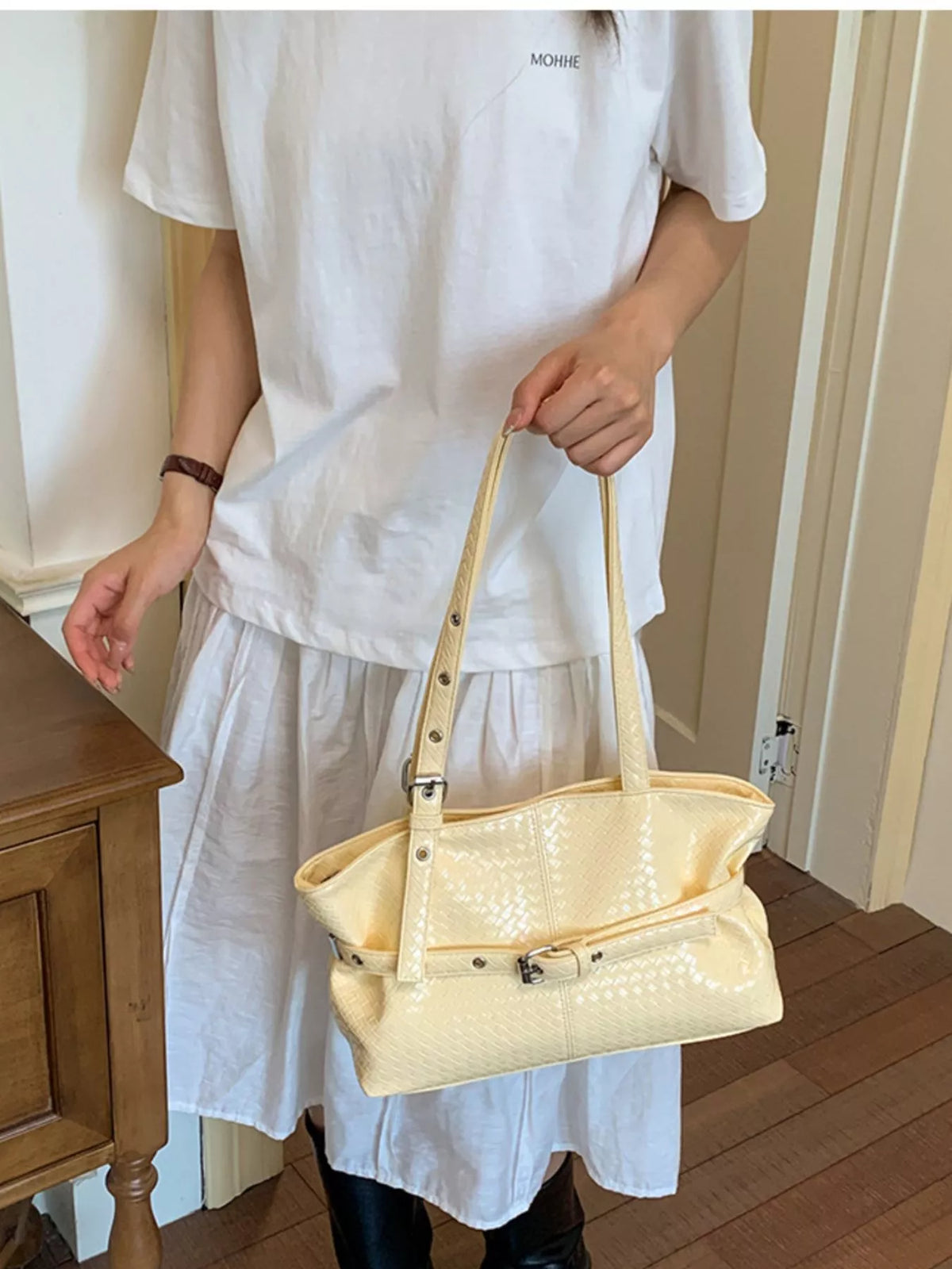 Buckle Detail Shoulder Bag - Lilixa.store