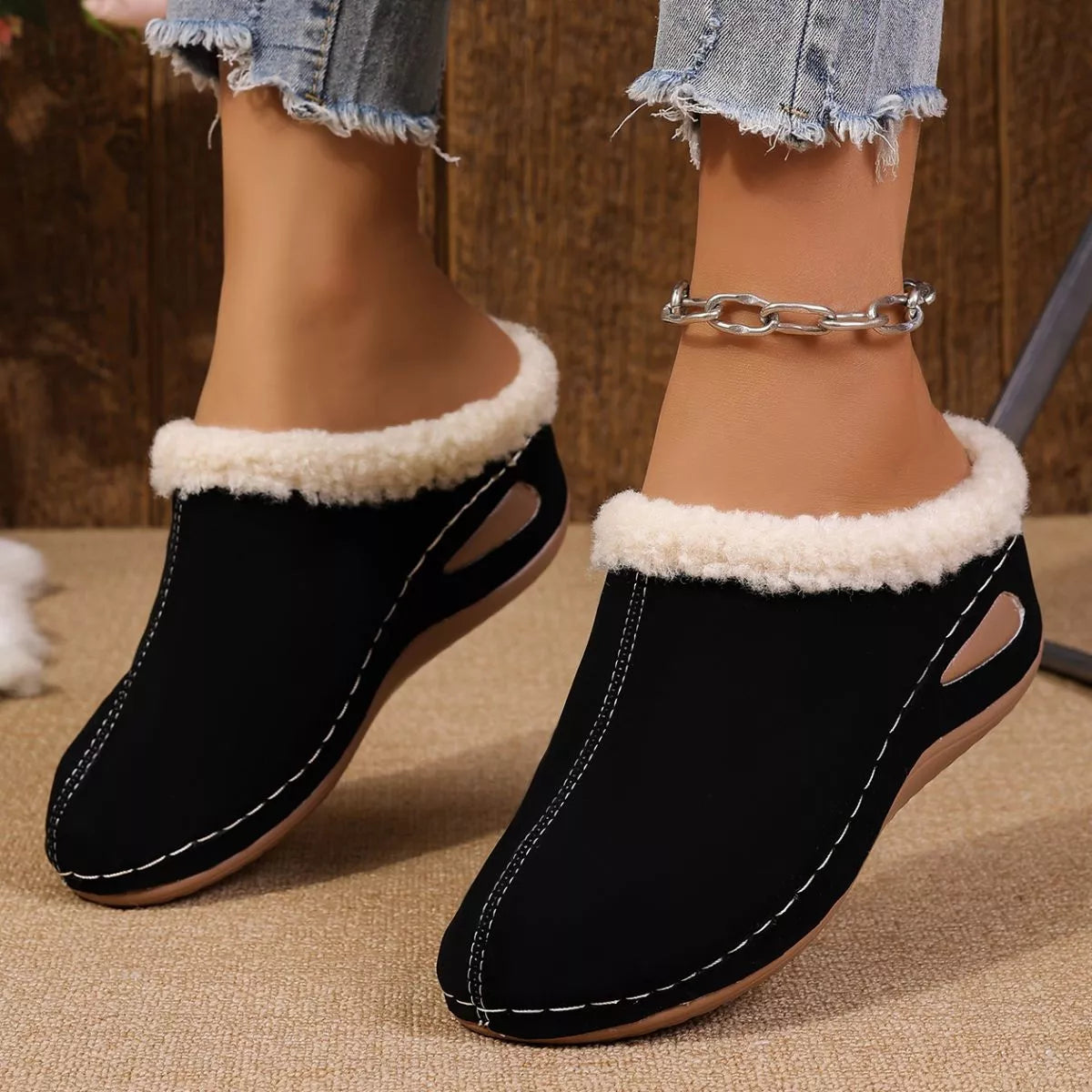Cozy Plush Lined Wedge Slippers - Lilixa.store