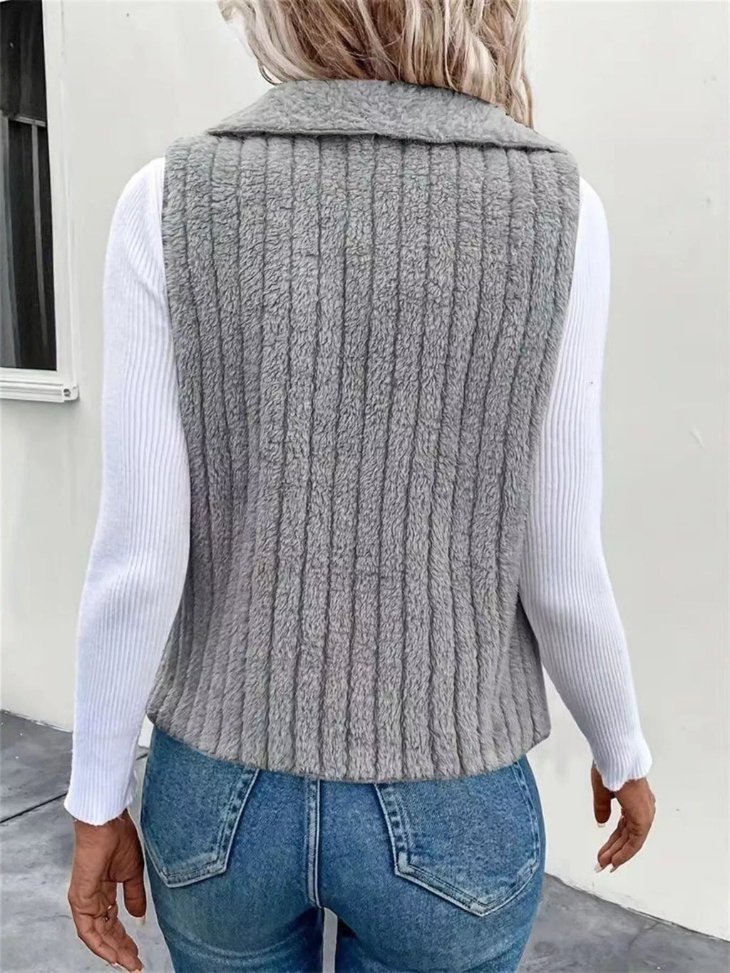 Cozy Fleece Open Front Vest Coat - Lilixa.store