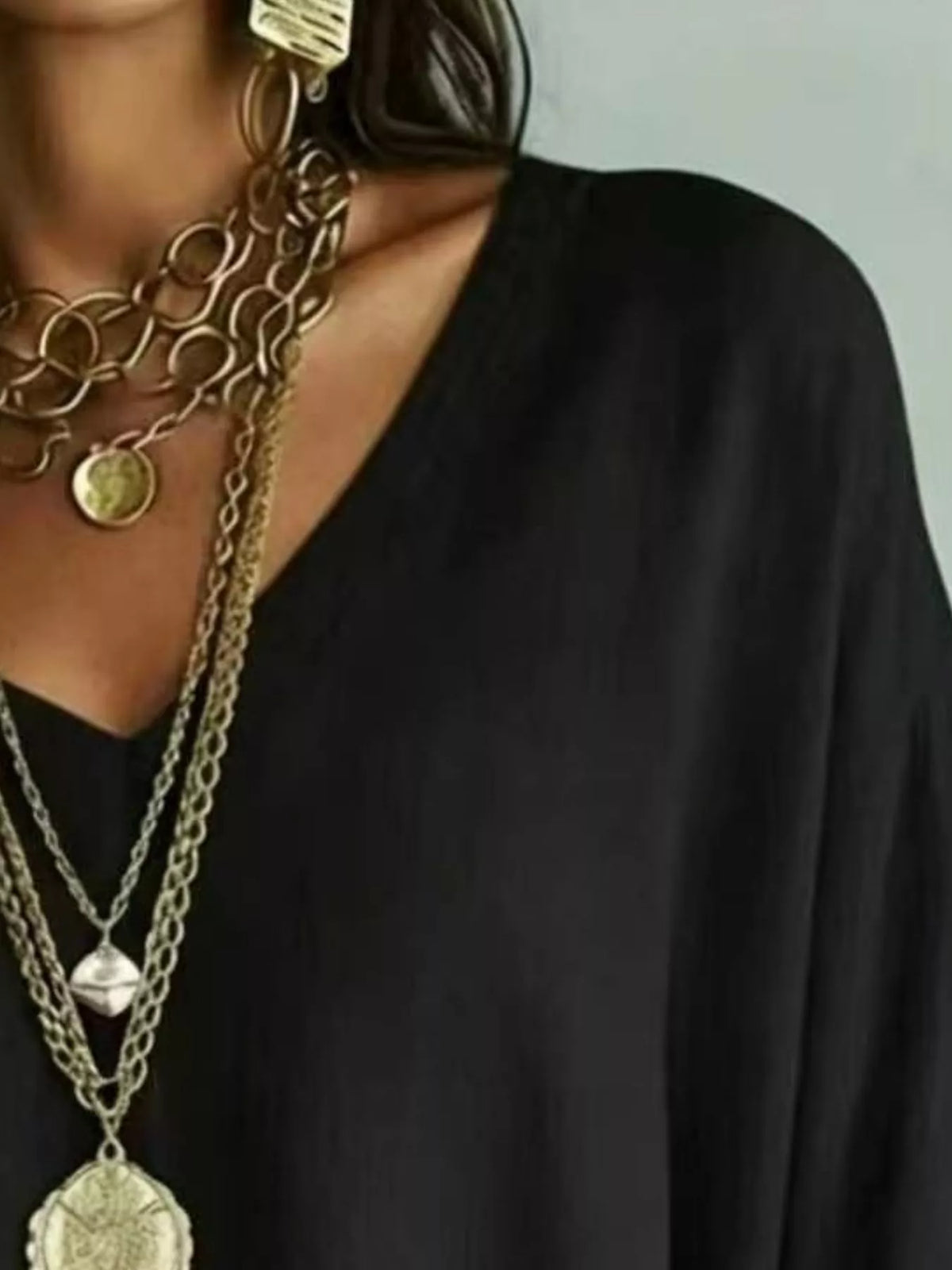 Full Size V-Neck Loose Fit T-Shirt Plus Size