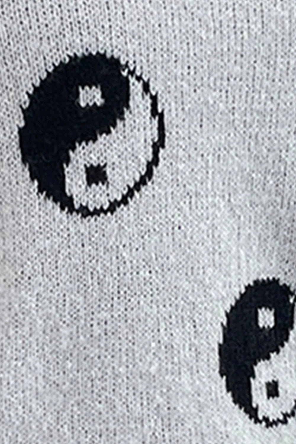 Graphic Mock Neck Dropped Shoulder Sweater - Lilixa.store