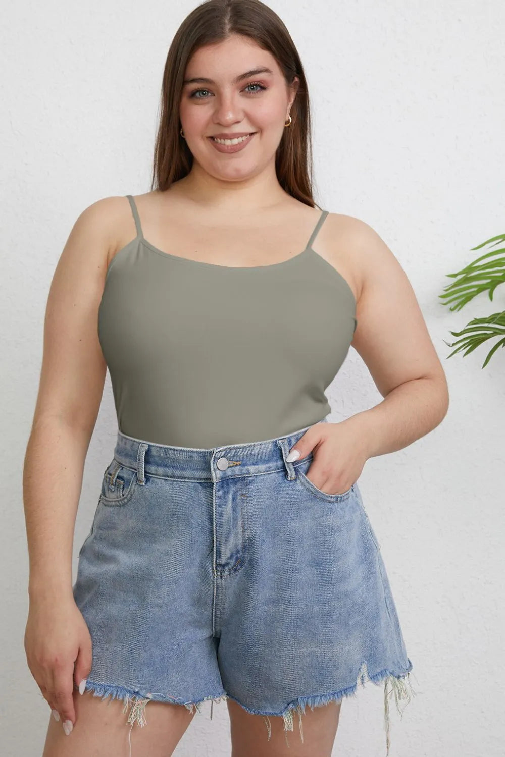 Basic Bae Full Size Round Neck Slim Cami Plus Size - Lilixa.store