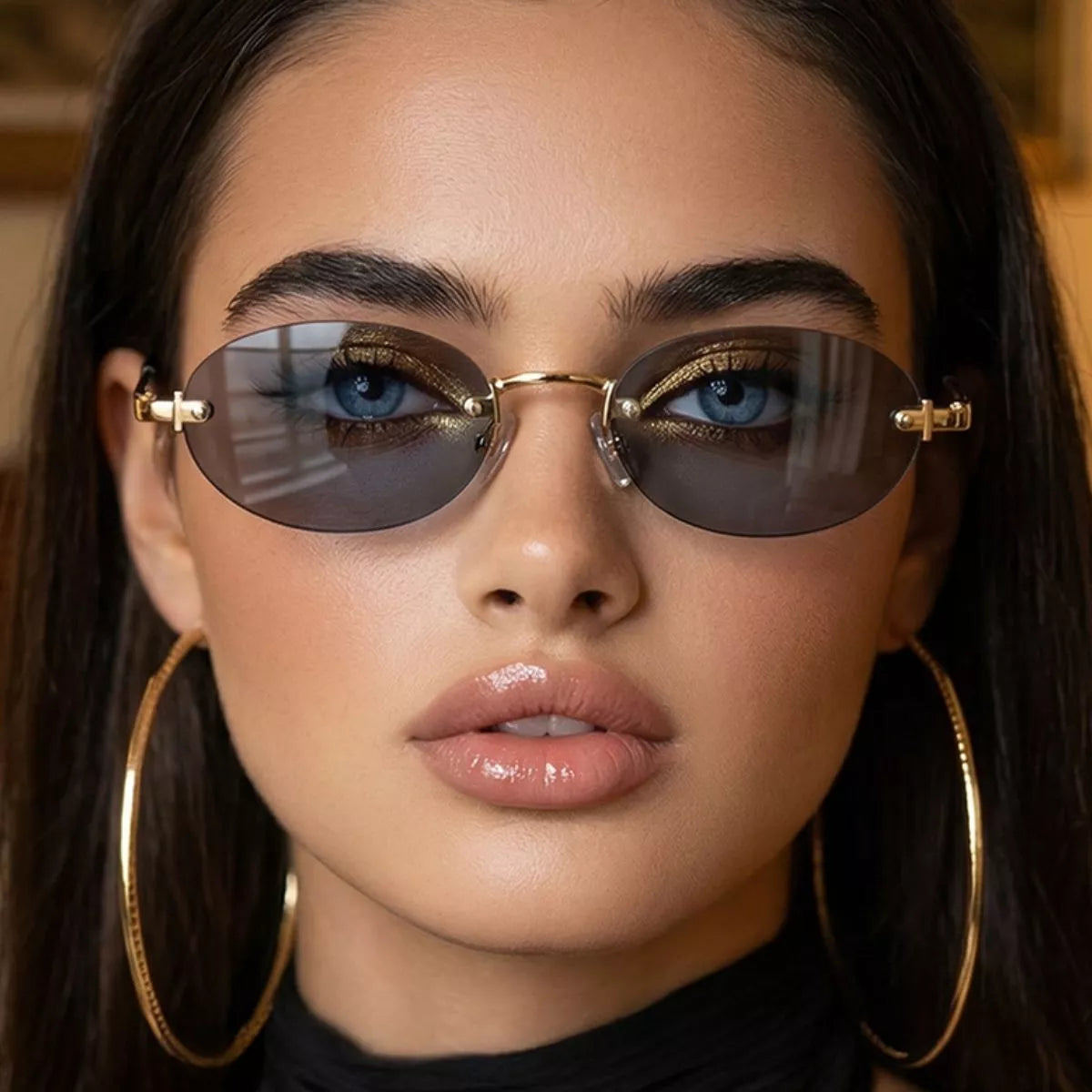 Vintage Oval Rimless Sunglasses - Lilixa.store