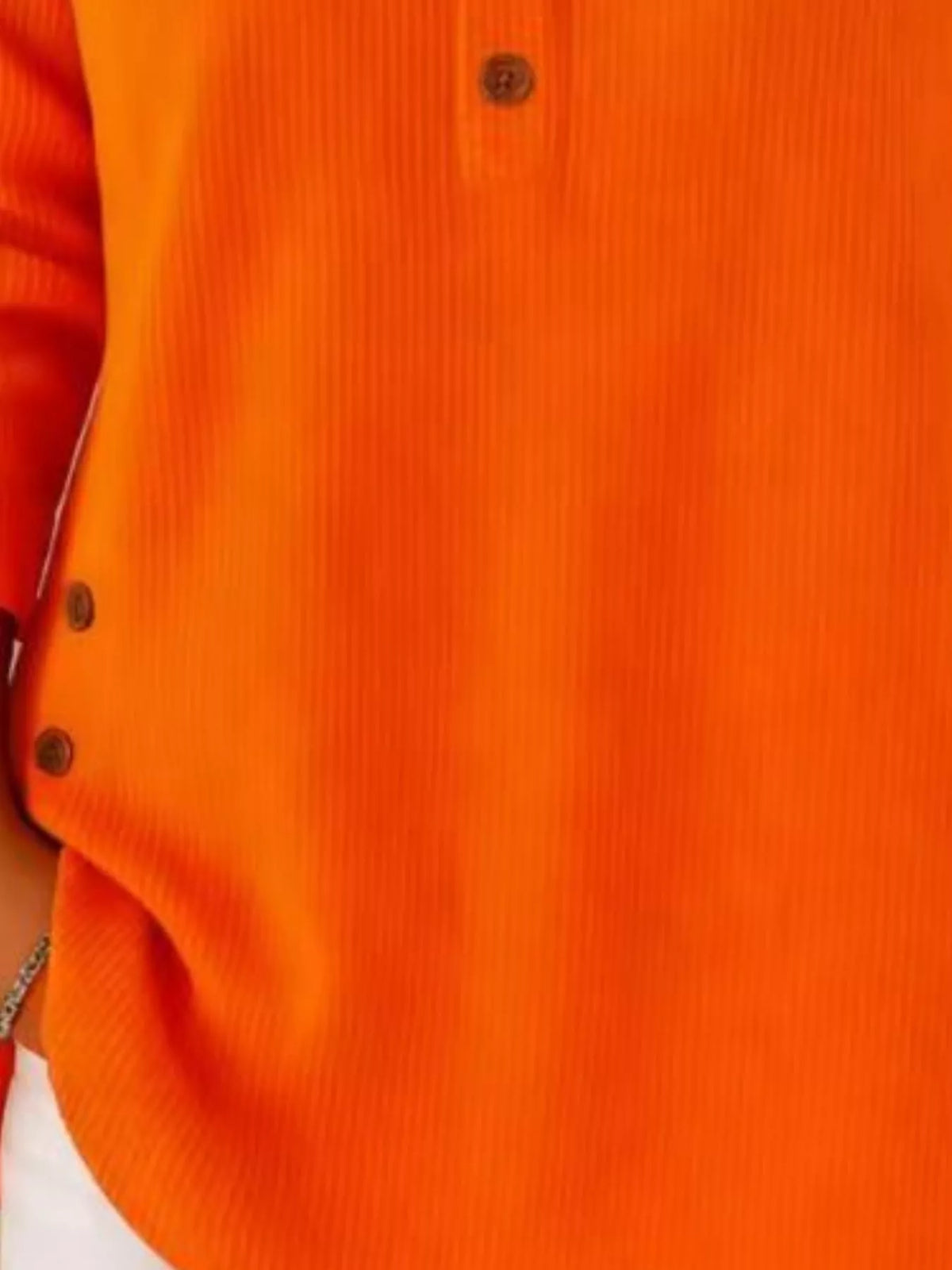 Full Size Button Detail Corduroy Top Plus Size