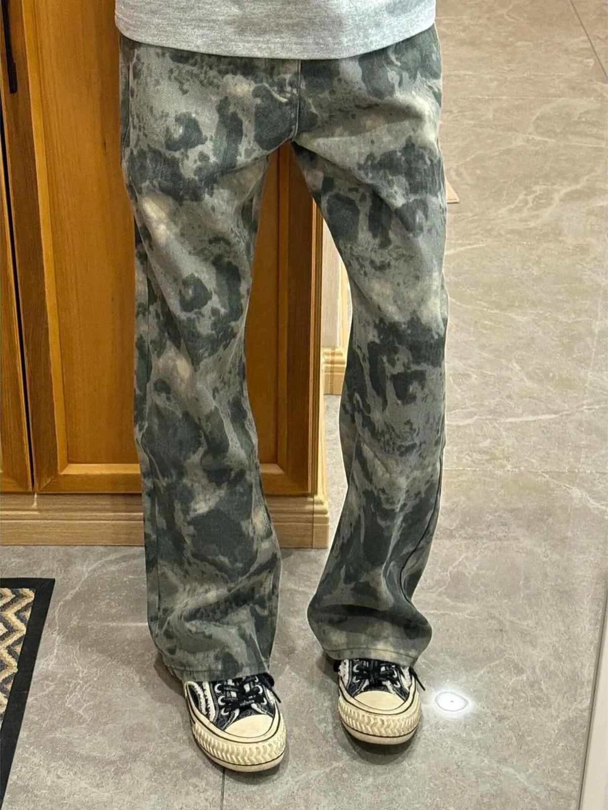 Men's Full Size Camouflage Loose Fit Pants Plus Size in Moss Green