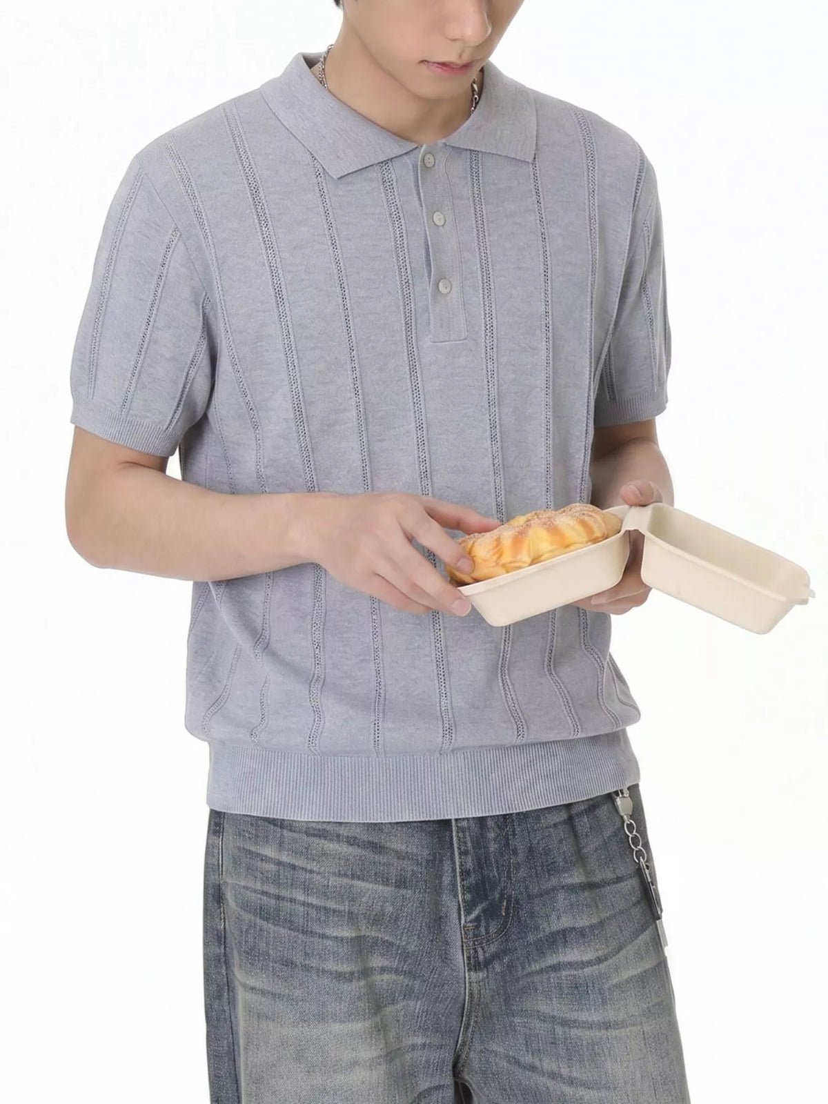 Men's Button Detail Short Sleeve Polo