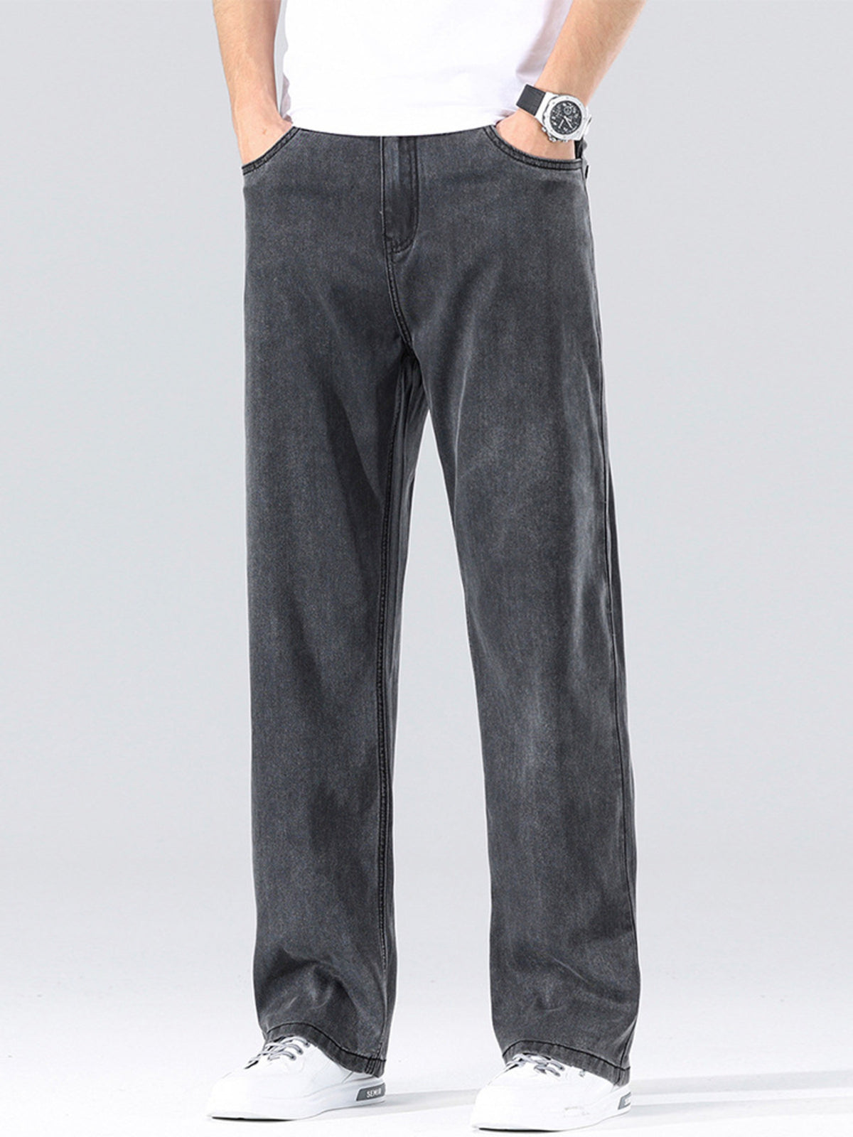 Men's Loose Fit Washed Jeans - Lilixa.store