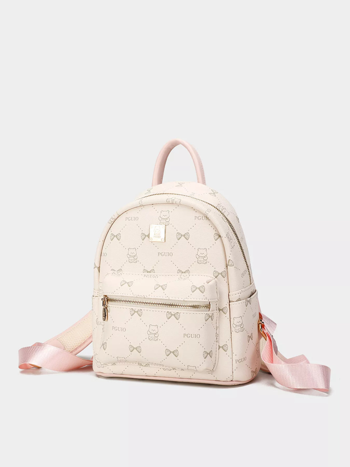 Bear Print PU Leather Backpack Bag, view 3