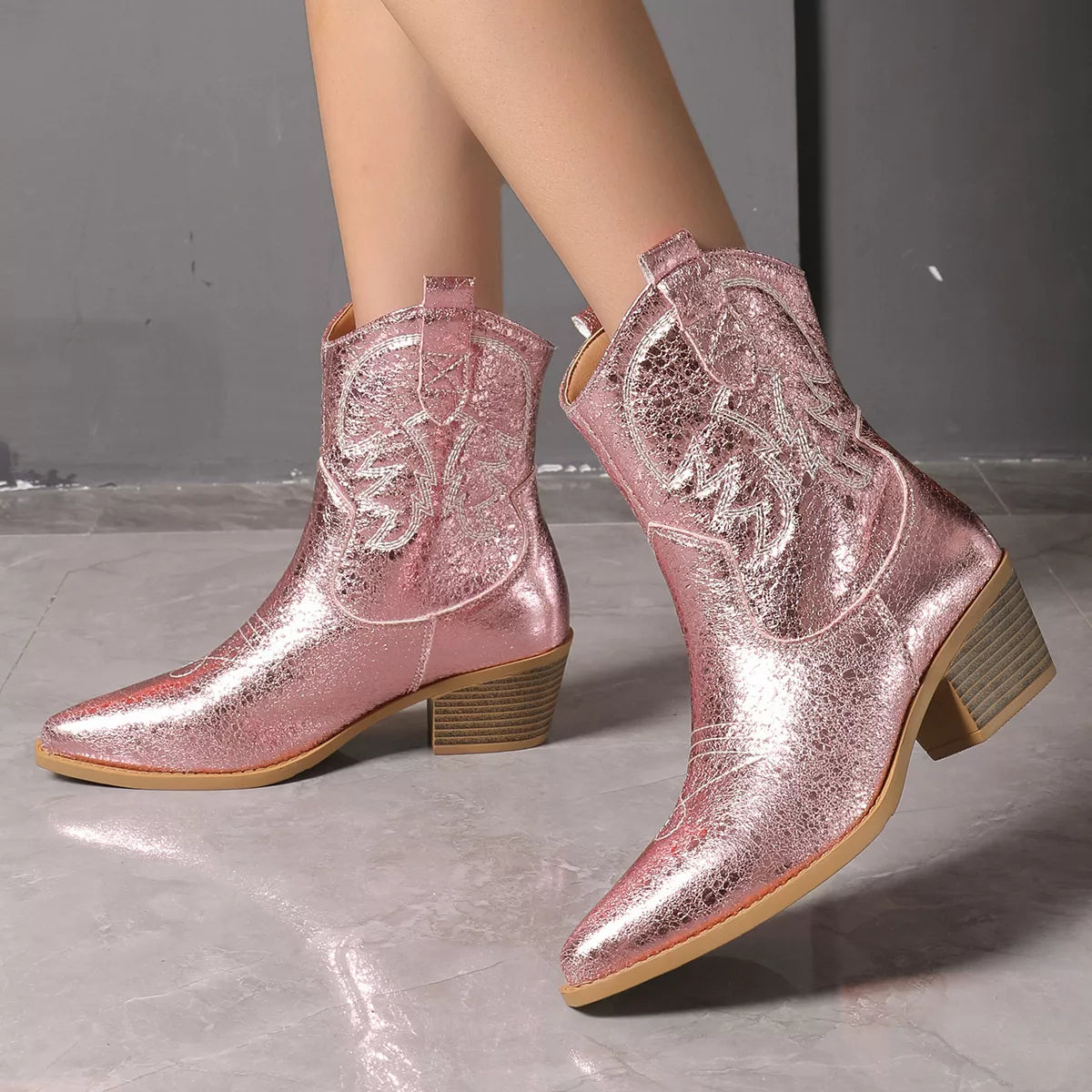 Point Toe Block Heels Boots - Lilixa.store