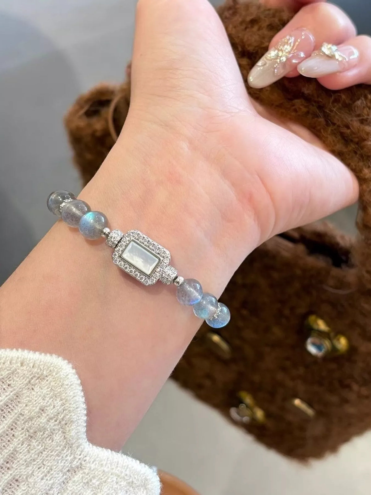 Moonstone Bead Geometric Bracelet - Lilixa.store