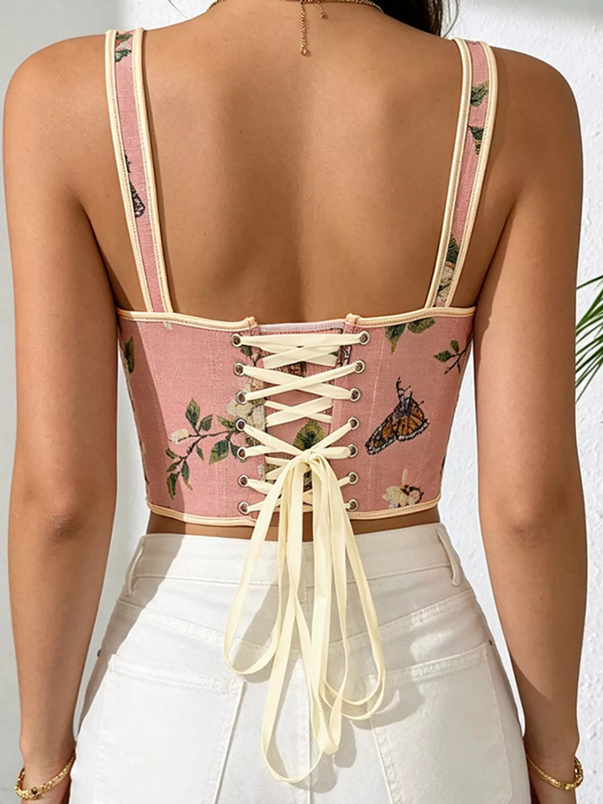 Floral Lace Up Back Tank, view 13