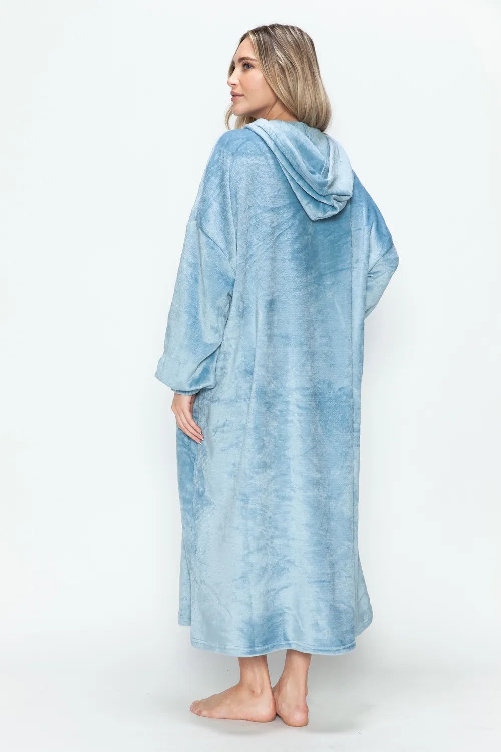 Double Take Full Size Pocketed Hooded Midi Lounge Dress - Lilixa.store
