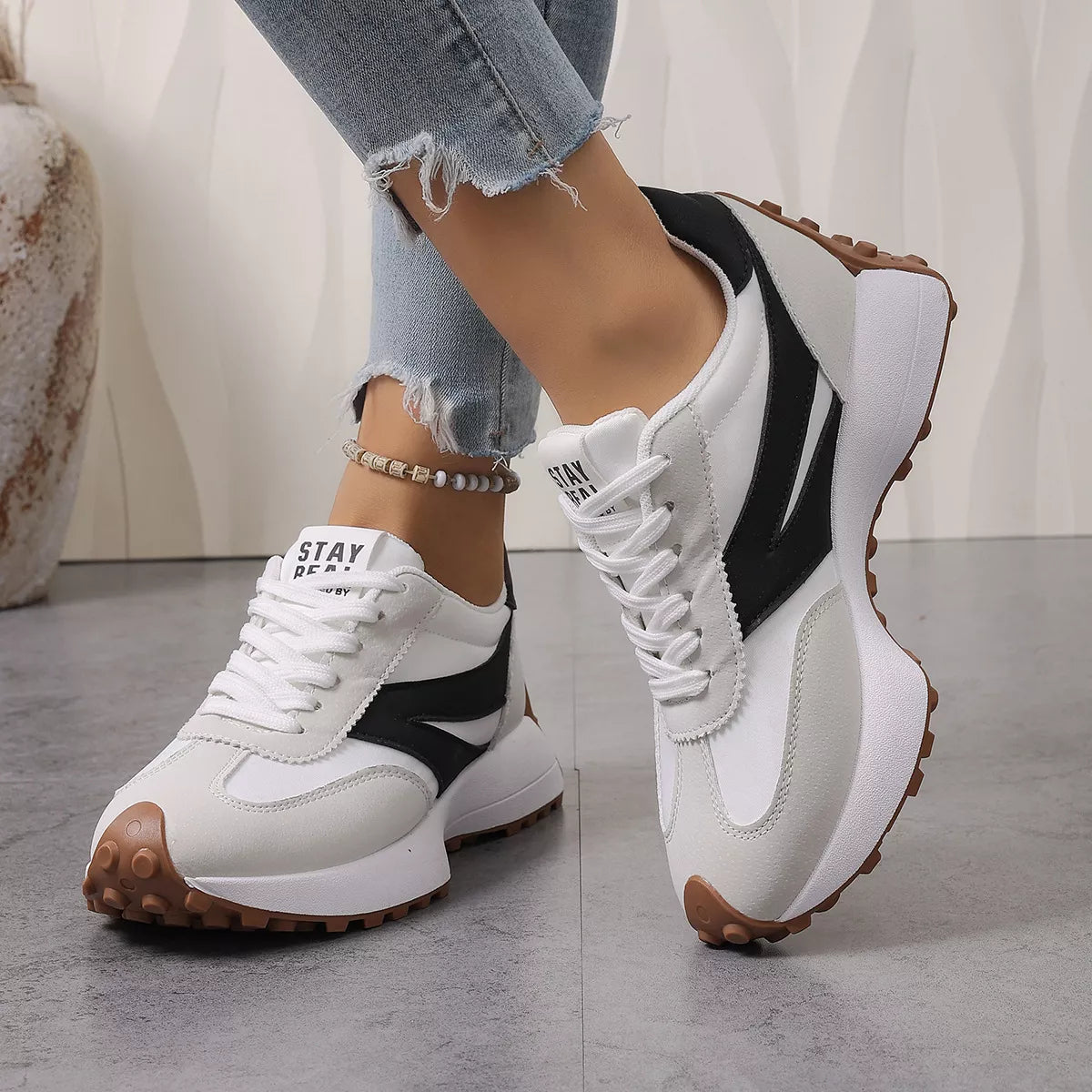 Color‑Blocked Platform Casual Sneakers - Lilixa.store