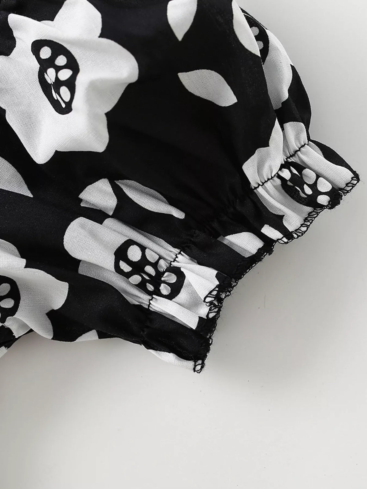 Children's Floral Print Square Neck Puff Sleeve Dress - Lilixa.store