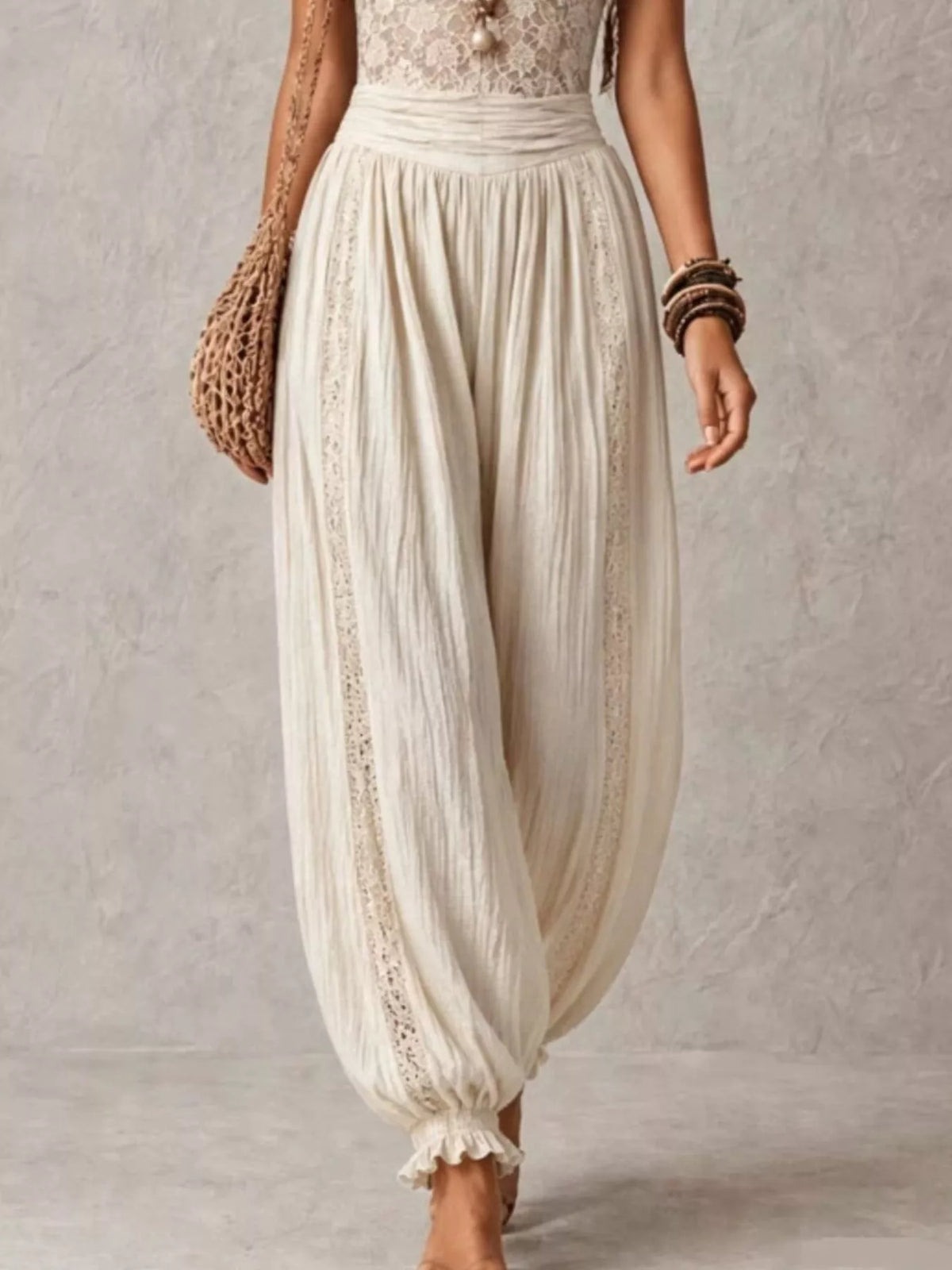 Boho Lace Corset Bodice Jumpsuit with Harem Pants, view 5
