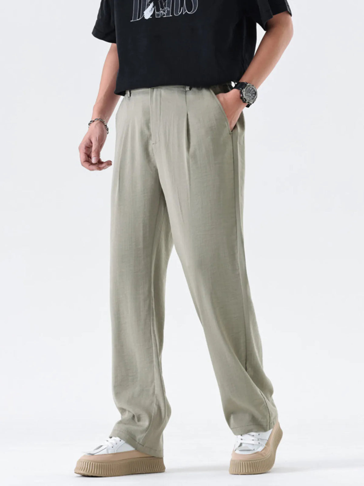 Men's Full Size Relaxed Fit Wide Leg Casual Pants Plus Size