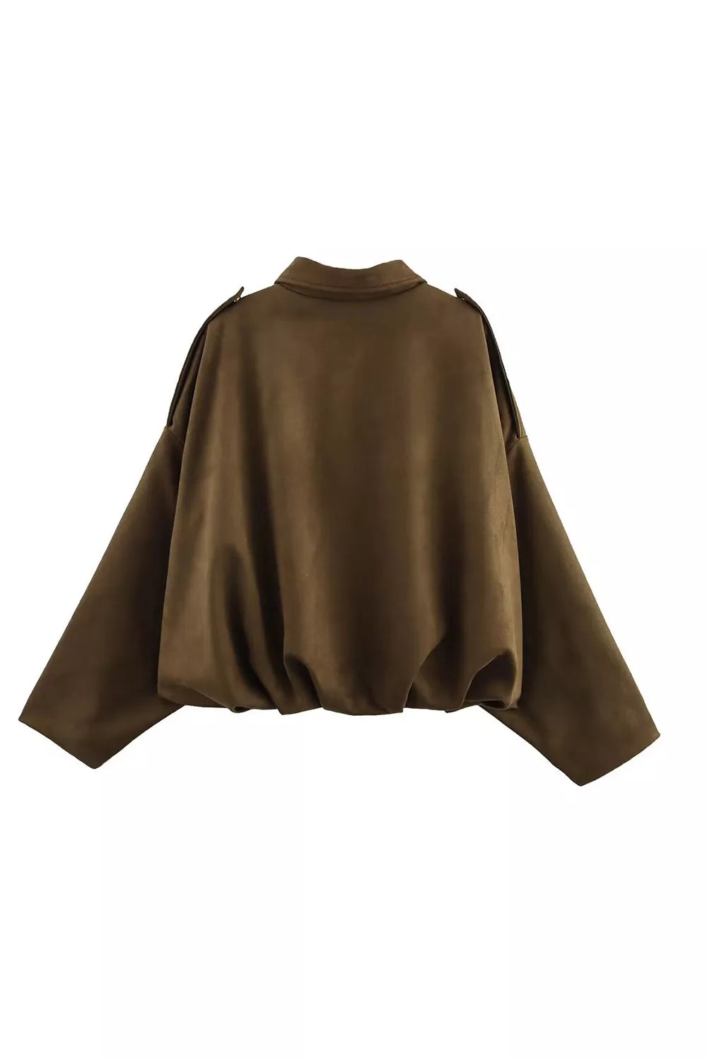 Collared Neck Dropped Shoulder Jacket - Lilixa.store