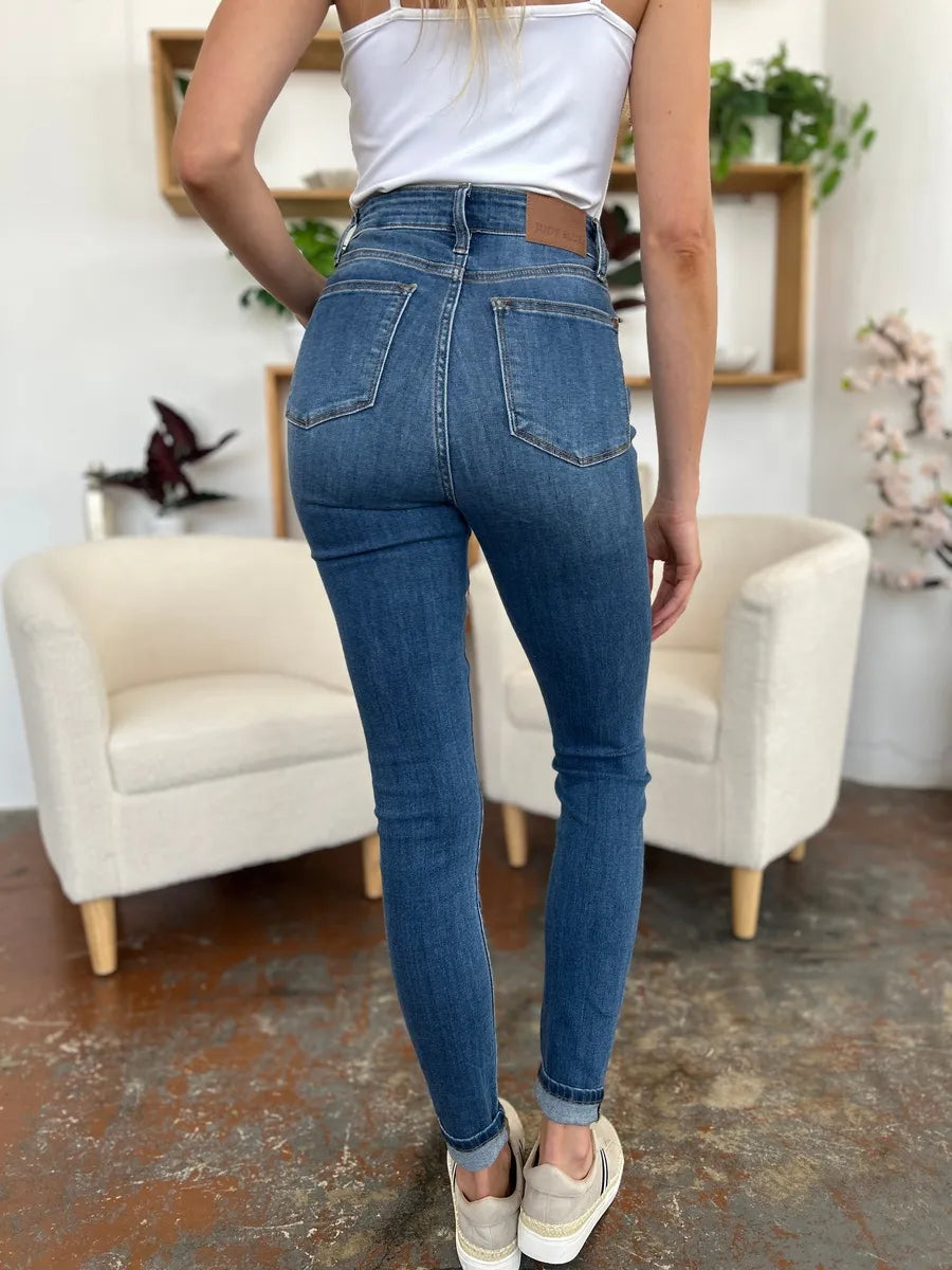 Judy Blue Full Size Cuffed Hem Skinny Jeans - Lilixa.store