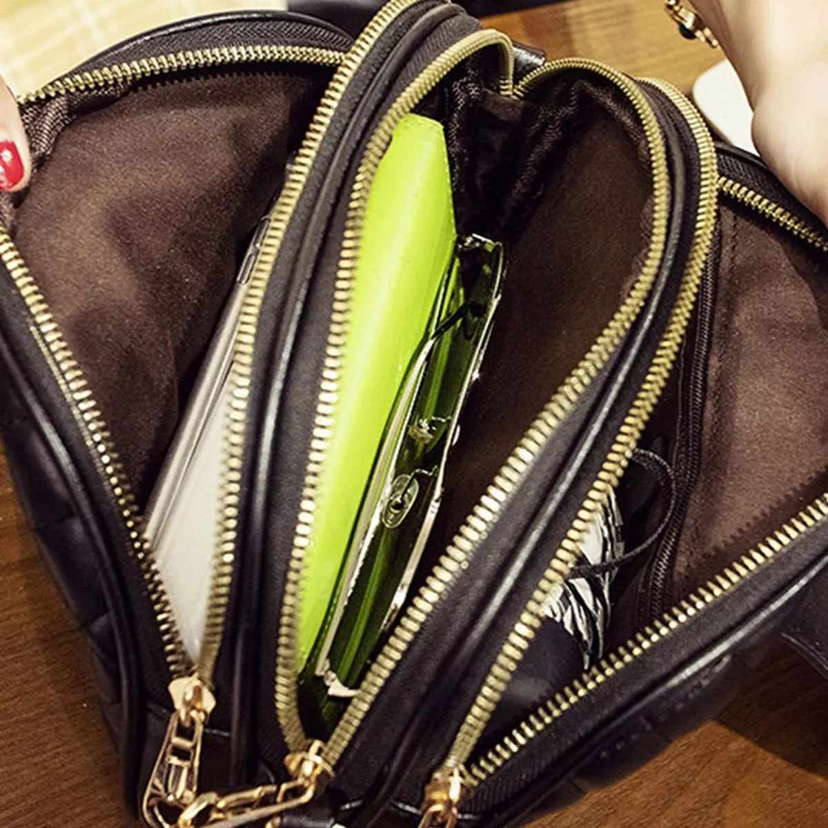 Quilted Turn-Lock Crossbody Bag