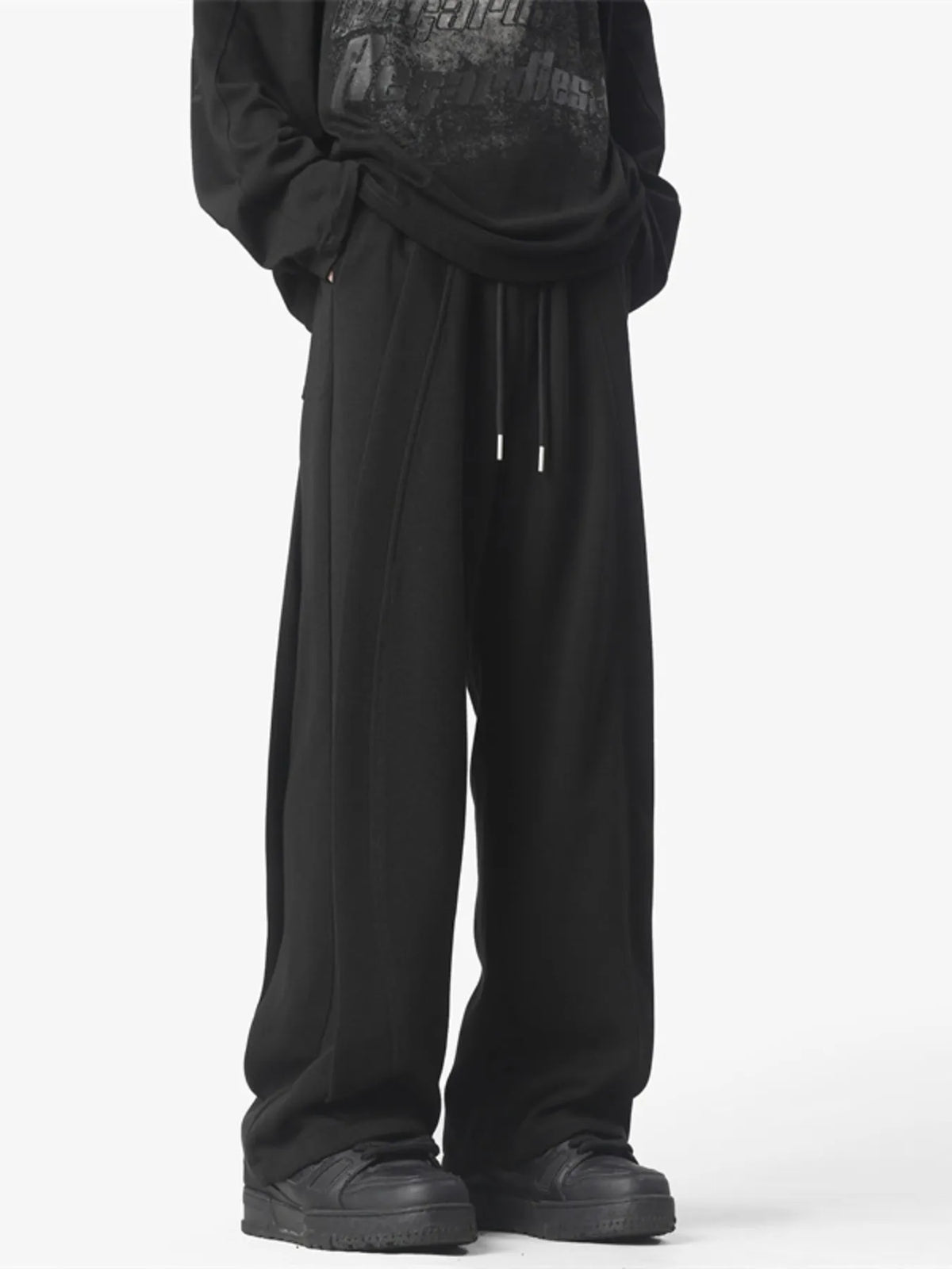 Men's Full Size Loose Fit Drawstring Pants Plus Size in Black
