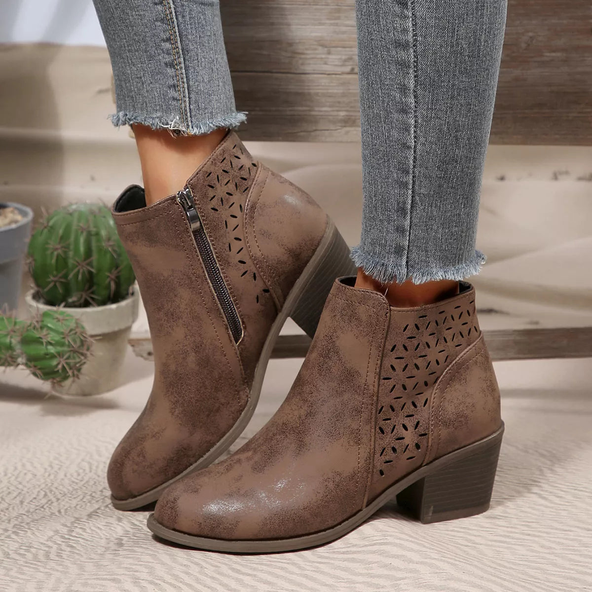 Point Toe Block Heels Boots - Lilixa.store