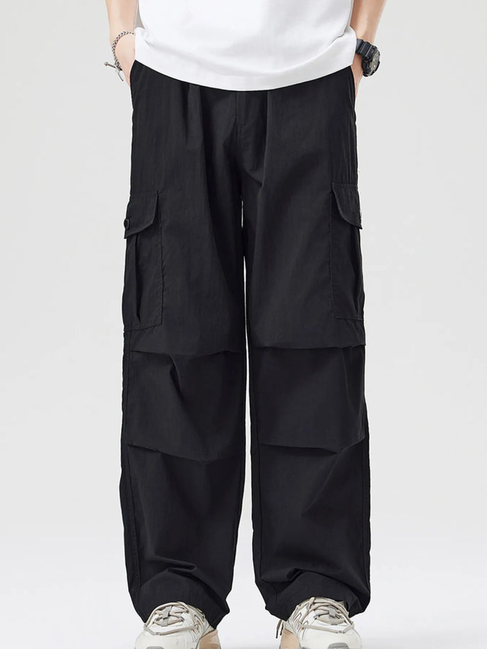 Men's Full Size Loose Fit Cargo Pants Plus Size in Black