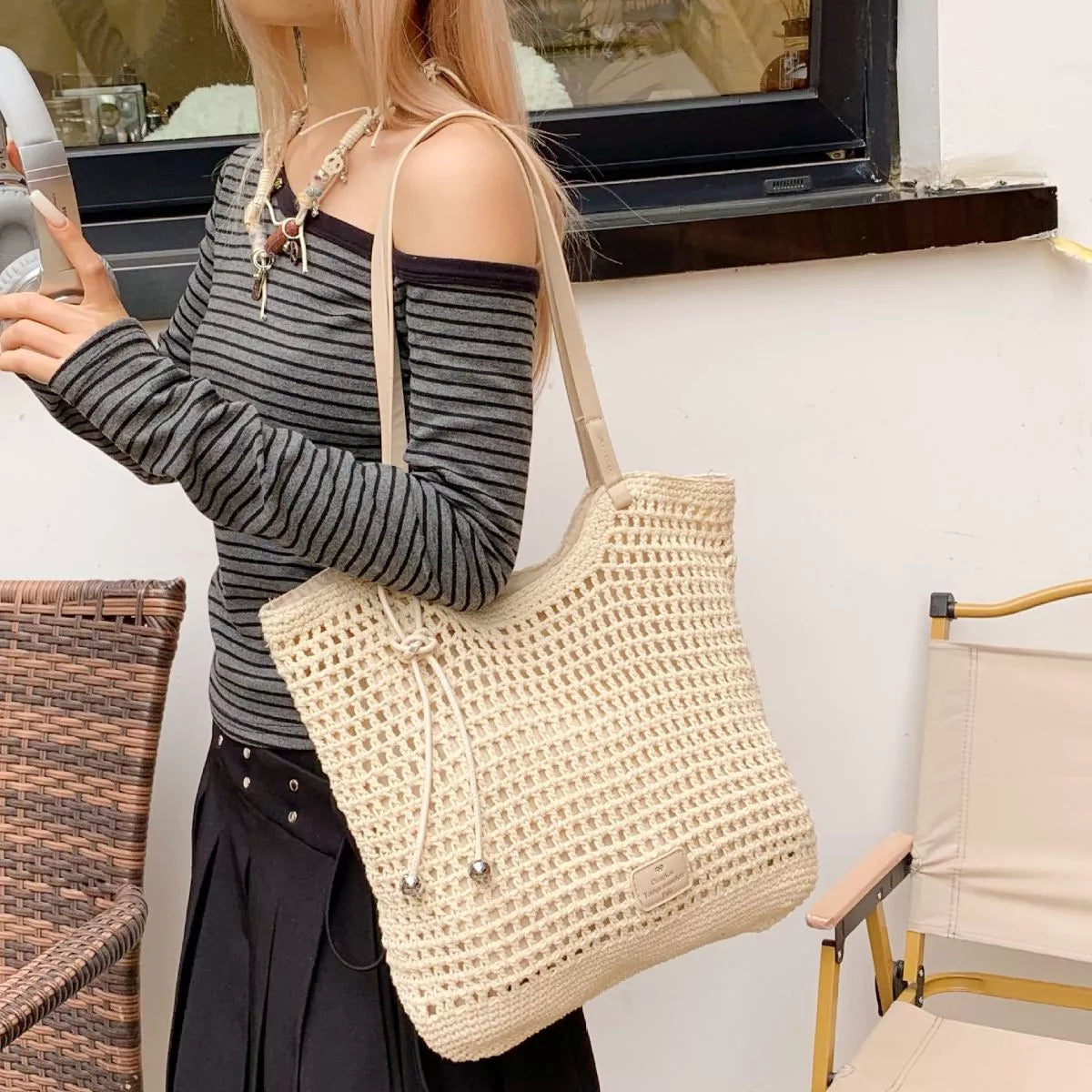 Crochet Knit Shoulder Bag - Lilixa.store