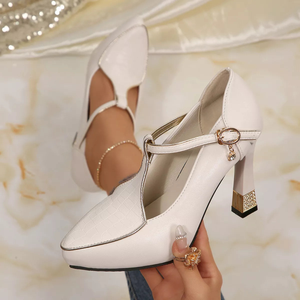 Point Toe Flare Heels Pumps - Lilixa.store