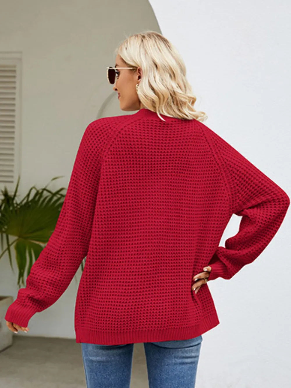 Open Front Raglan Sleeve Pocketed Cardigan - Lilixa.store