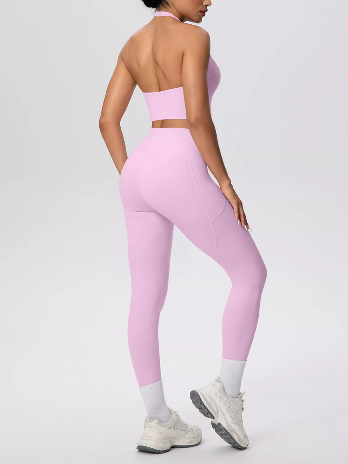 Halter Neck Crop Top and High-Waisted Leggings Active Set, view 25