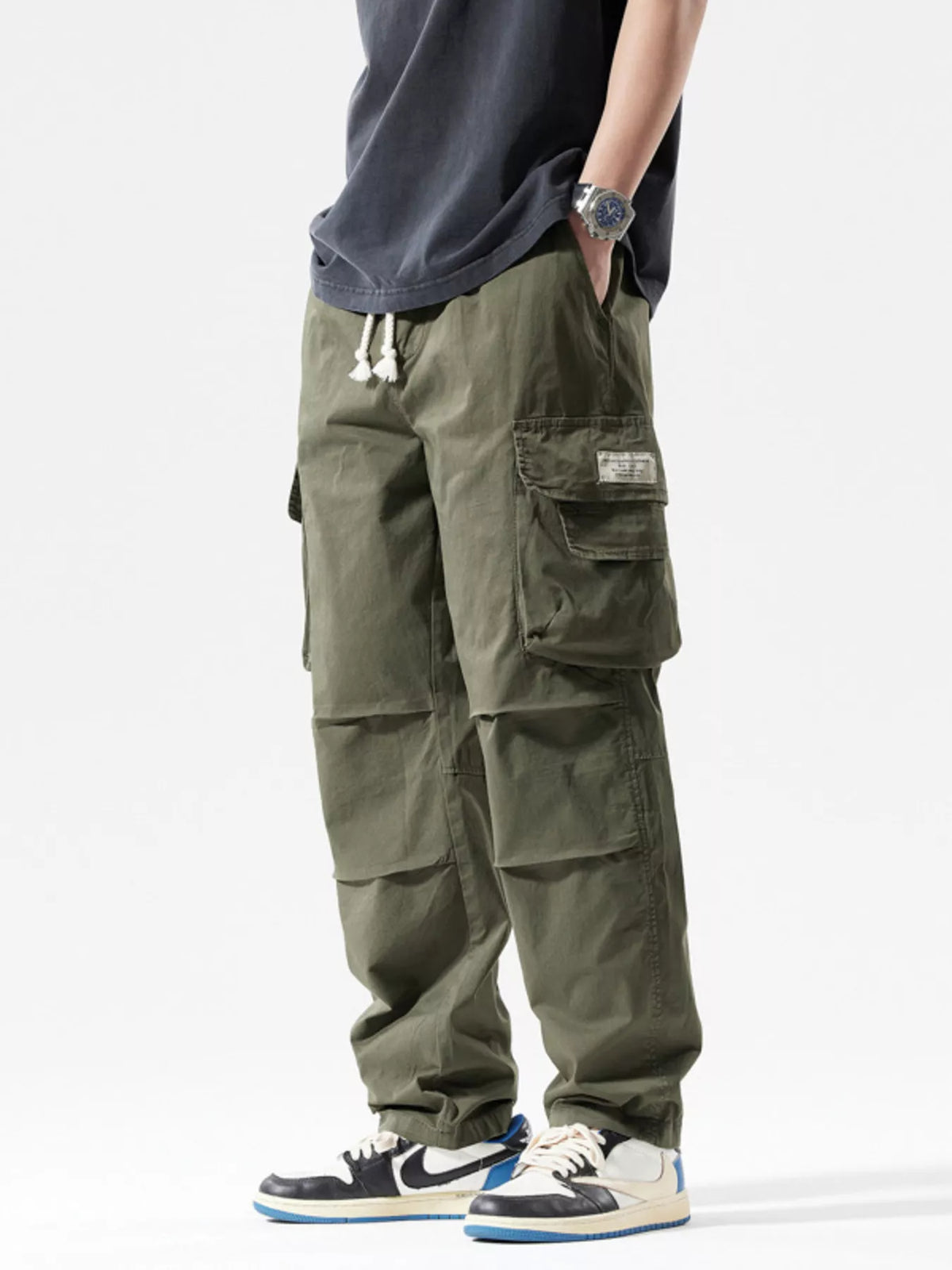 Men's Full Size Relaxed Fit Cargo Pants Plus Size, view 3