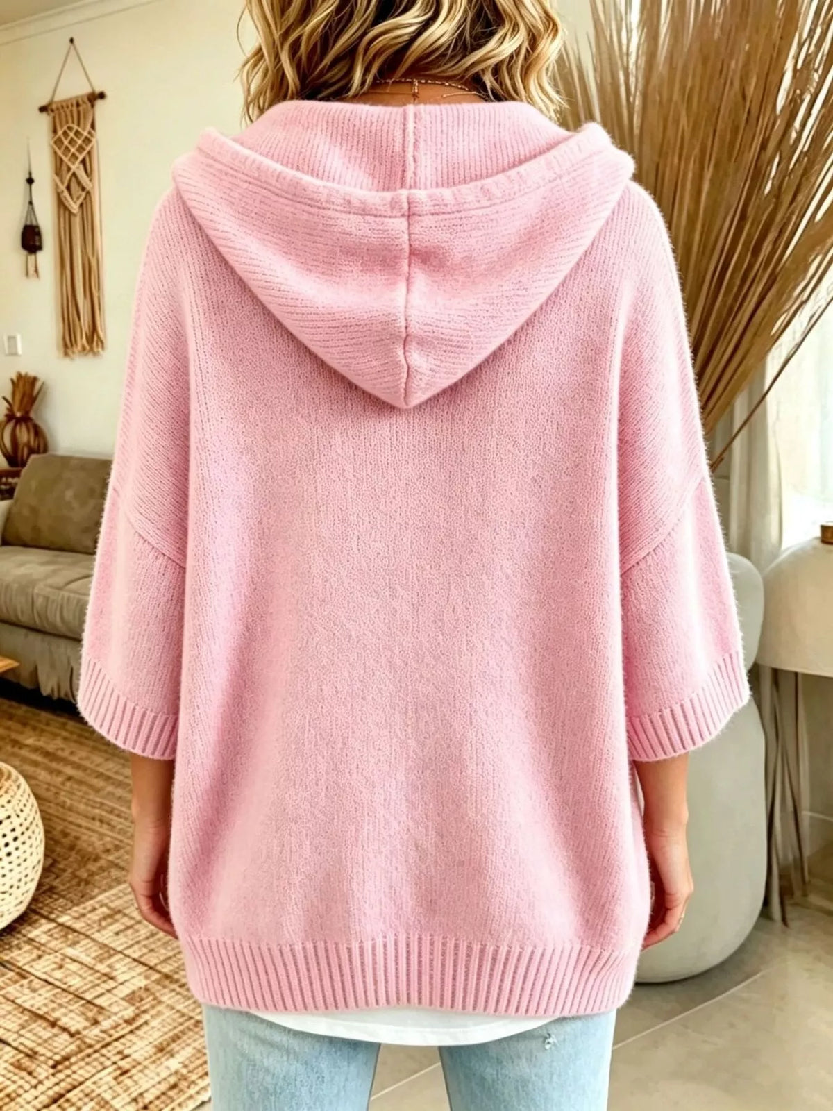 Full Size Hooded Button-Down Knit Cardigan Plus Size, view 2