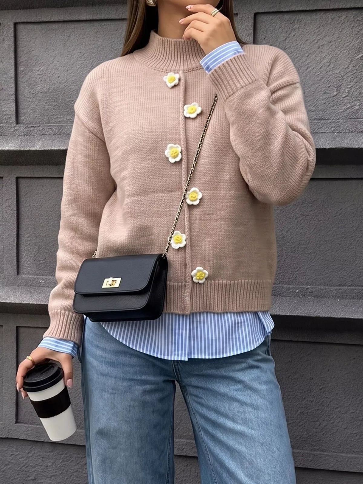 Floral Applique Turtleneck Sweater, view 4