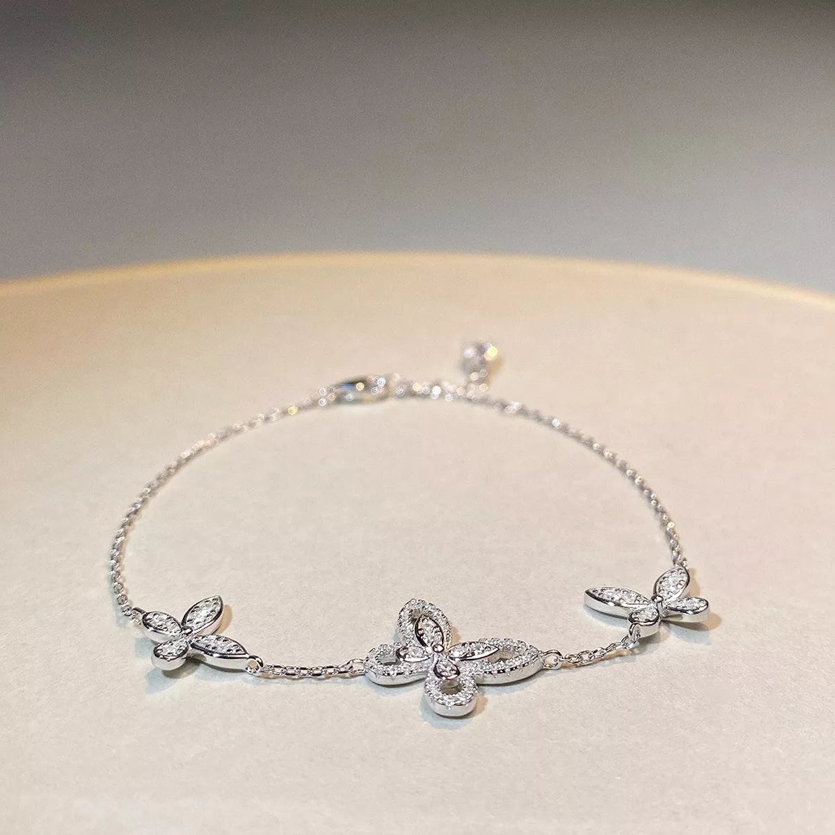 925 Sterling Silver Chain Butterfly Bracelet