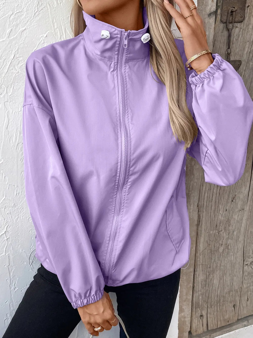 Ivy Lane Pocketed Zip Up Long Sleeve Jacket, view 14