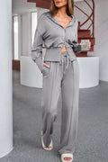 Dropped Shoulder Hoodie and Drawstring Pants Active Set - Lilixa.store