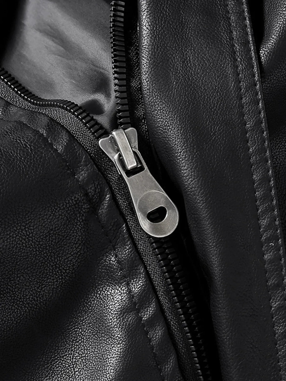 Men's Zip Up Long Sleeve Leather Jacket - Lilixa.store