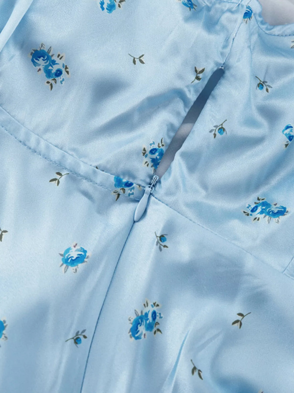 V-Neck Cap Sleeve Maxi Dress in Light Blue, view 9
