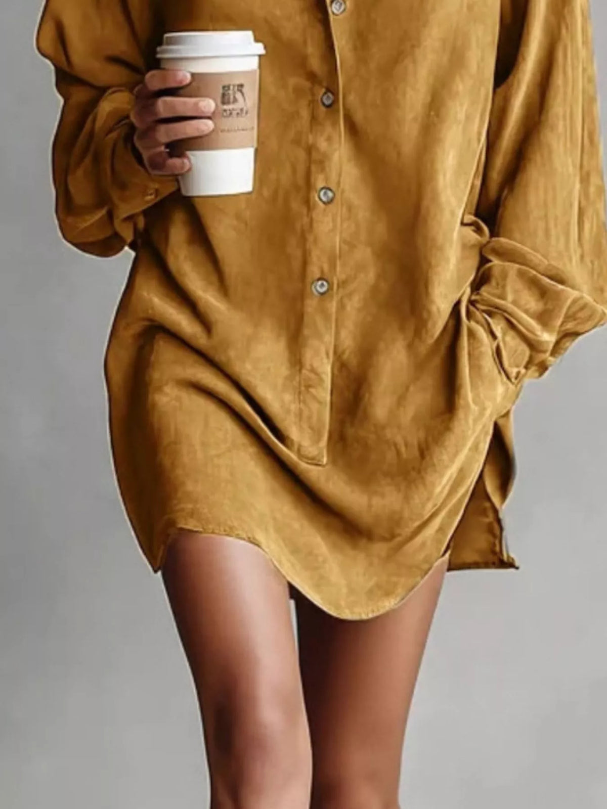 Contrast Collar Mini Shirt Dress, view 4