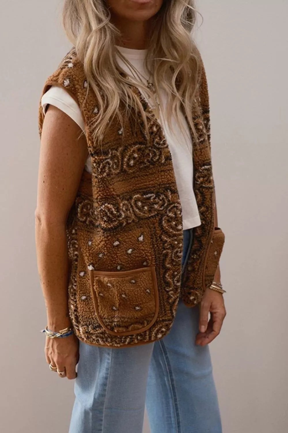 Fleece Open Front Vest Coat - Lilixa.store