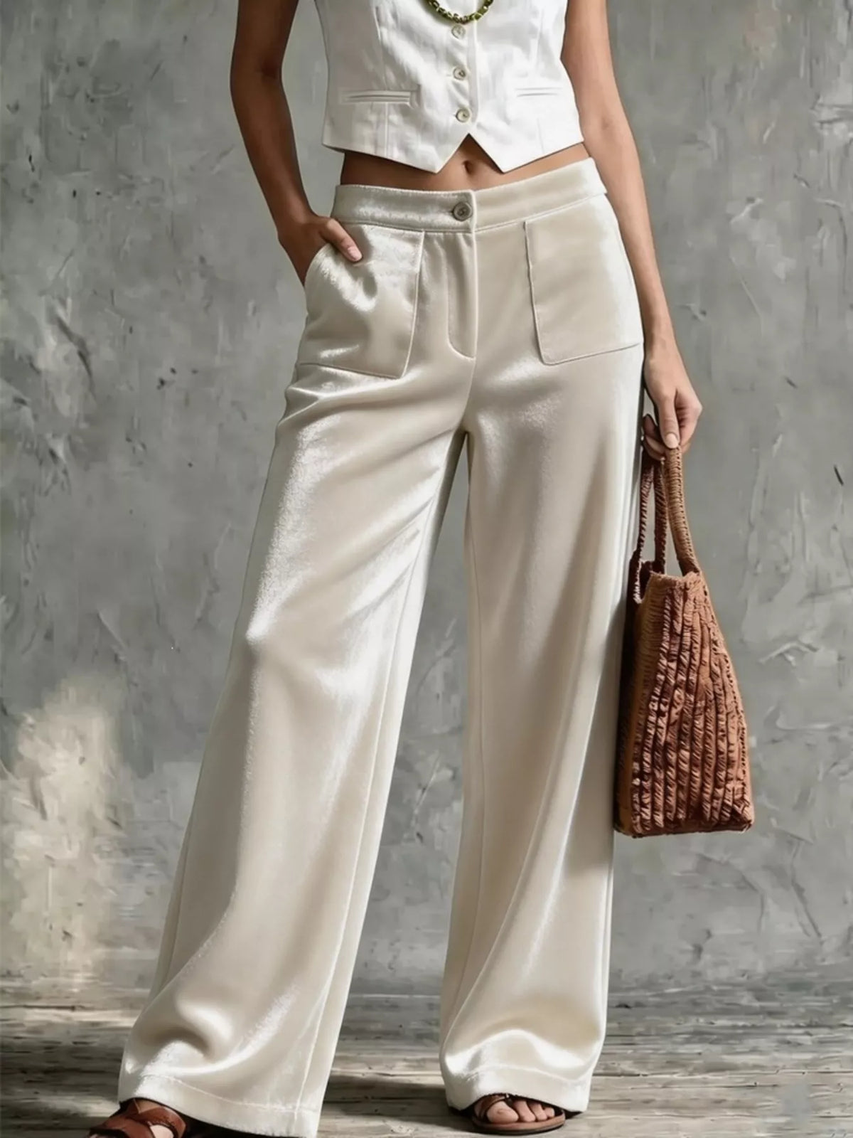 Full Size Velvet Wide-Leg Pants Plus Size - Lilixa.store