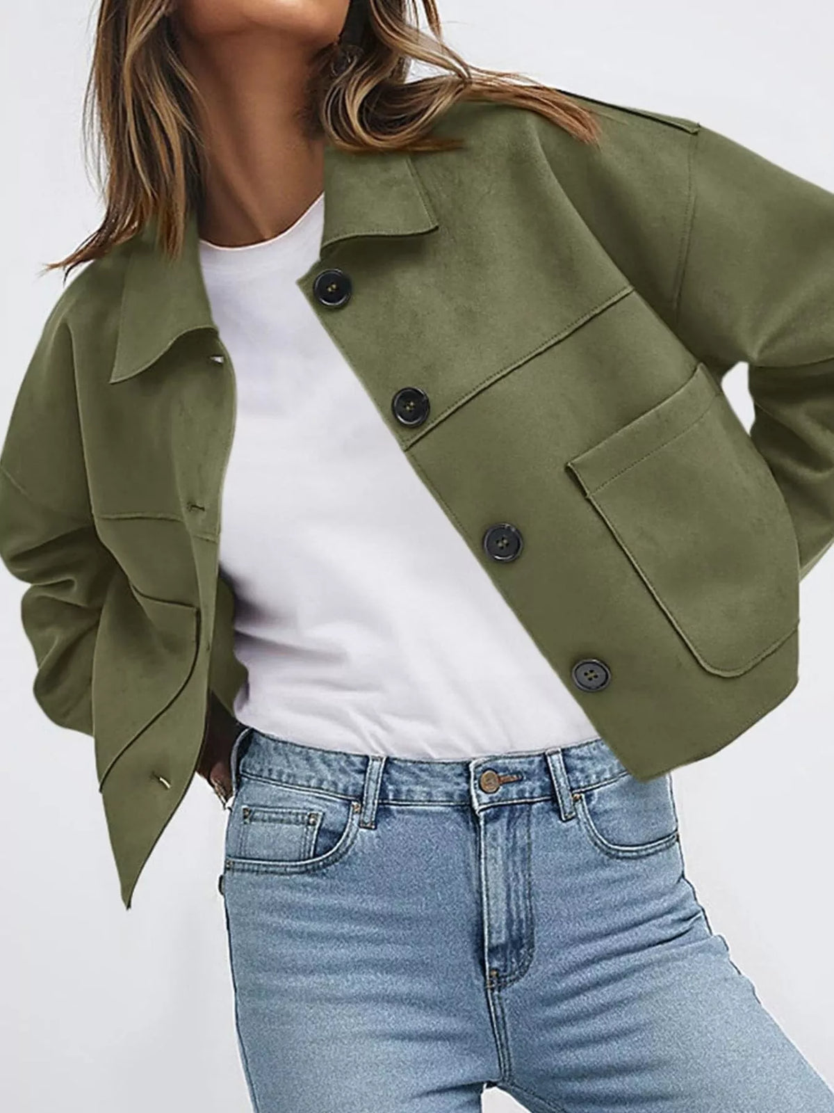 Button-Down Cropped Jacket