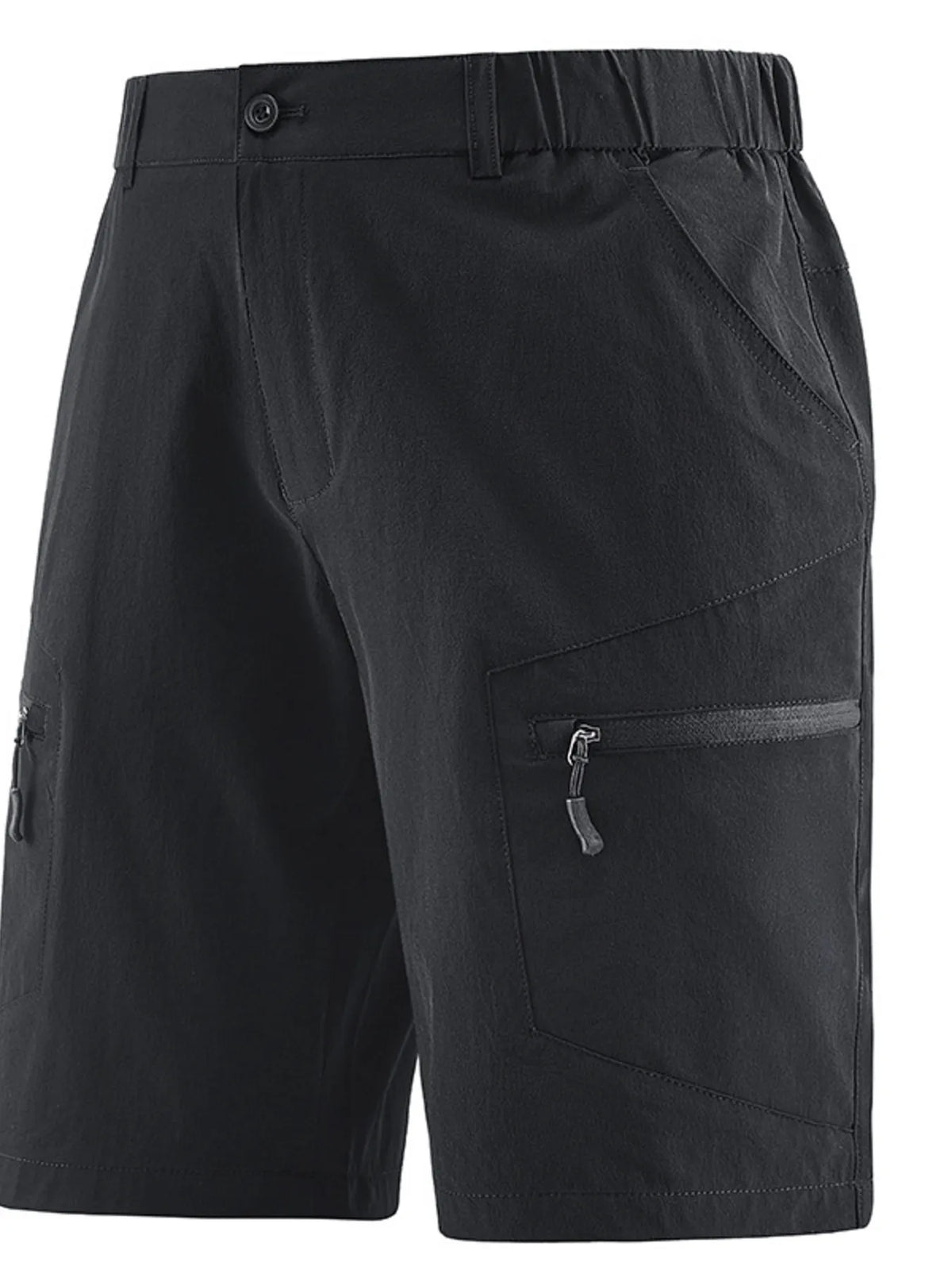 Men's Plus Size Zipper Pocket Outdoor Shorts in Black