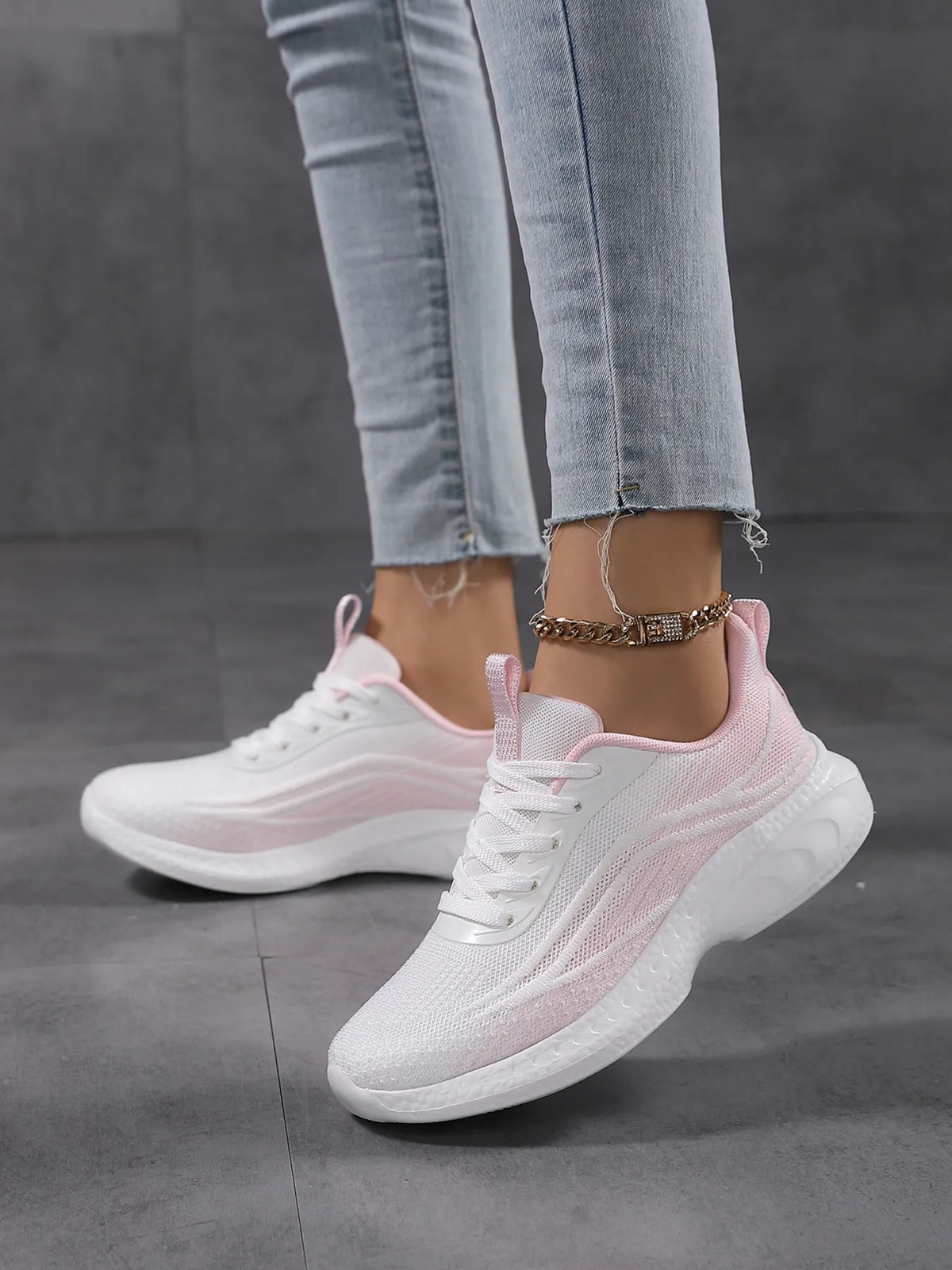 Gradient Lace Up Mesh Breathable Athletic - Lilixa.store