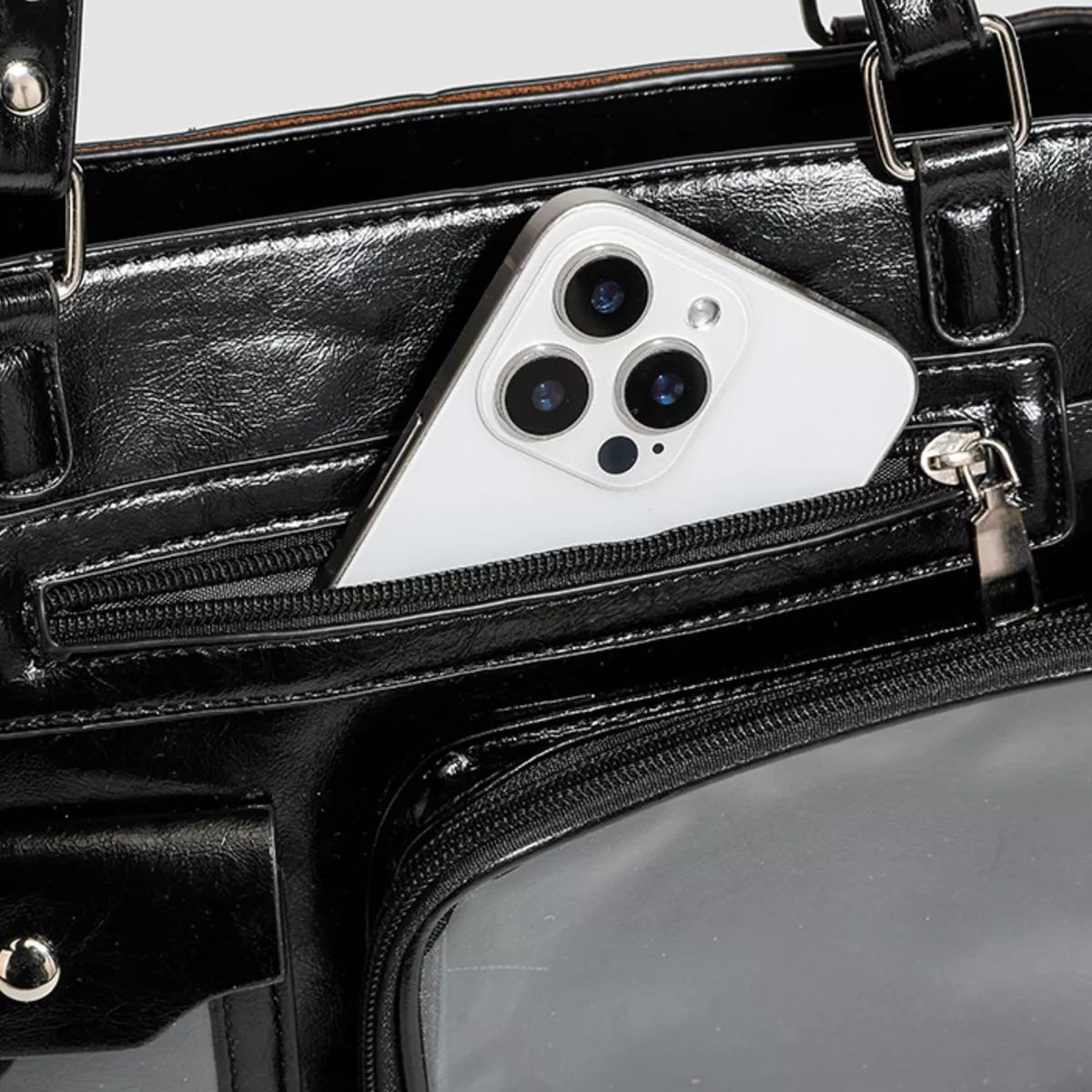 Multi-Pocket Clear Window Shoulder Bag