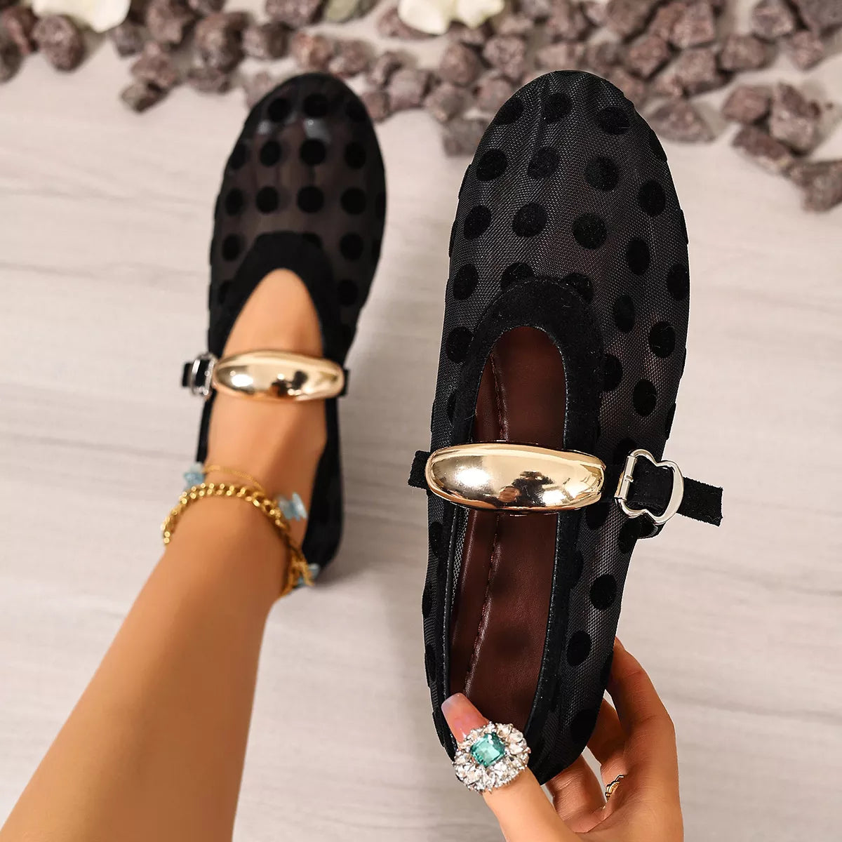 Polka Dot Mesh Slip-Ons - Lilixa.store